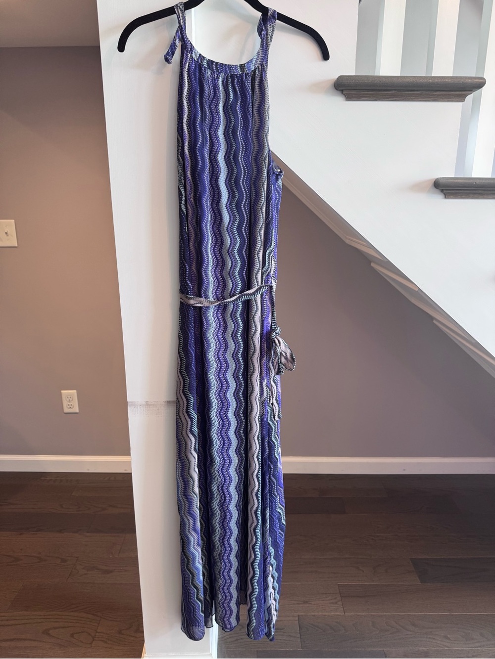 Mossimo Supply Co. Purple Chevron Maxi Dress with Tie Waist